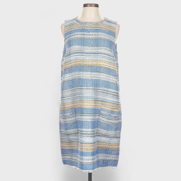 Anthropologie Akemi + Kin Dress Womens Size 12 Sleeveless Blue Striped Shift NWT - Picture 3 of 16